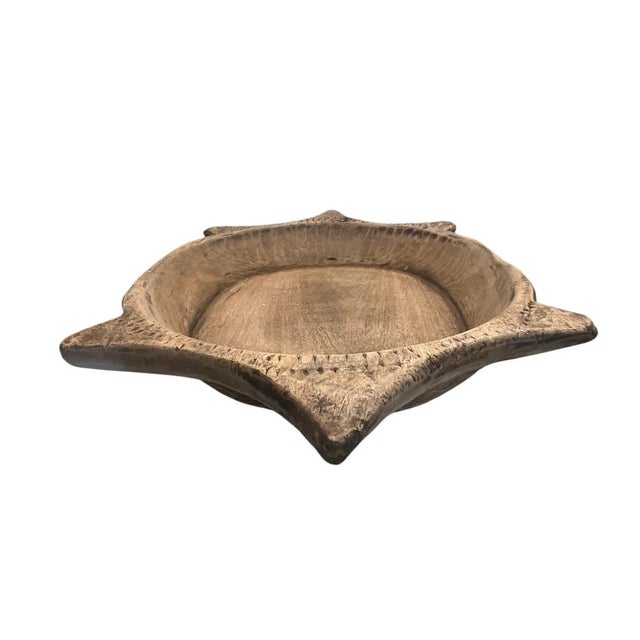 This vintage wood Parat bowl from India was once used to knead bread dough. It is a beautiful rustic piece and can be used...