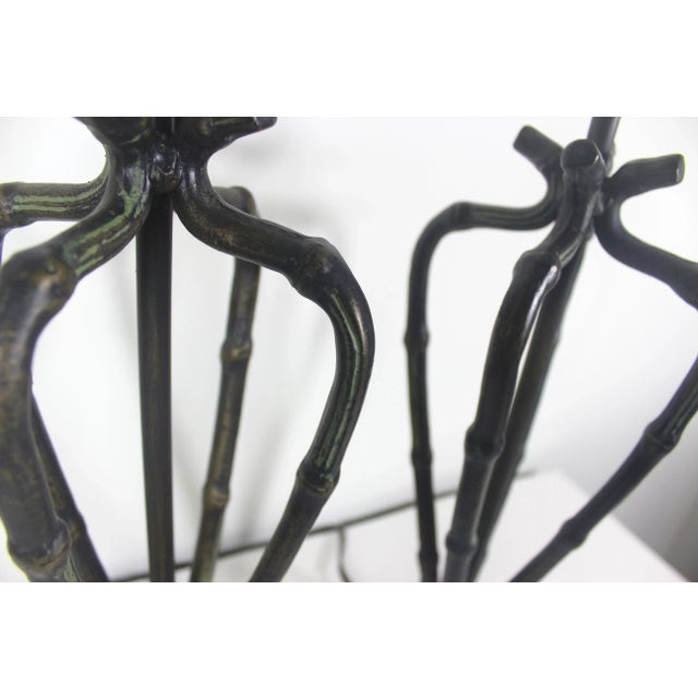 Black Vintage French Faux Bamboo Lamps With Bronze Finish - A Pair For Sale - Image 8 of 11