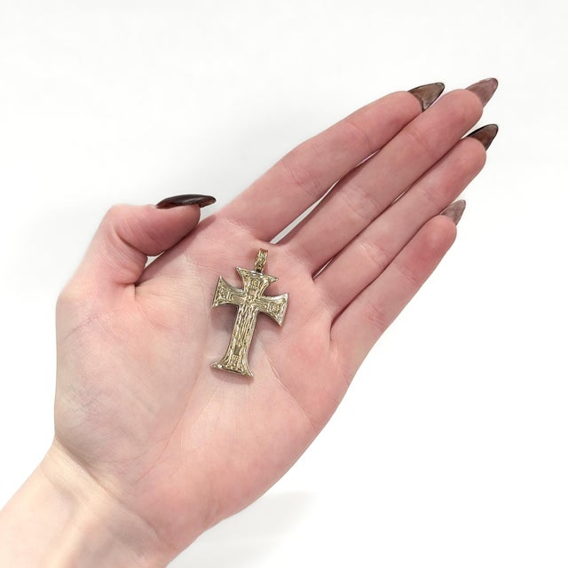 Mid-Century Modern Konstantino 18k and Sterling Silver Byzantine Orthodox Style Pendant Cross For Sale - Image 3 of 12