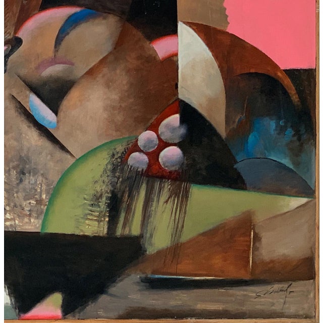 1980s 1985 "Victor Arrangements" Abstract Oil Painting Fine Artist Bill Shields For Sale - Image 5 of 7