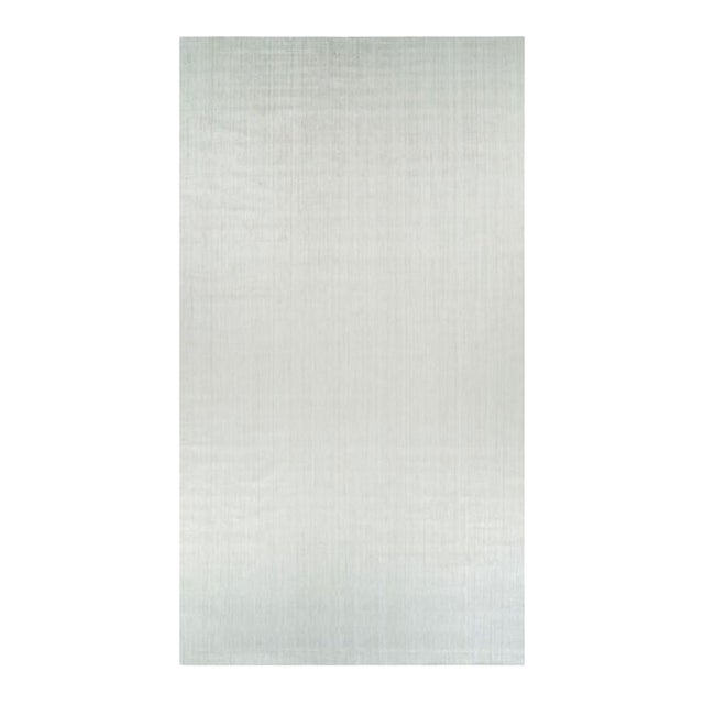 Rug & Kilim’s Oversized Textural Rug in Solid White and Silver-Gray Striae - 13x24 For Sale