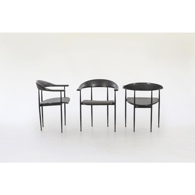 1980s Vintage Black P40 Armchair by Giancarlo Vegni for Fasem, 1980s For Sale - Image 5 of 10