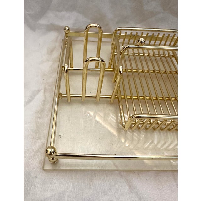 Mid-Century Modern Vintage 70's MCM Brass/Lucite Flatware Caddy For Sale - Image 3 of 6