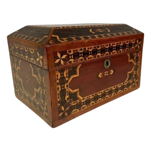 19th English Turnbridge Ware Rosewood Jewelry Box With Inlaid Mosaic For Sale