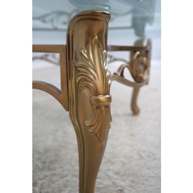 Bronze Base Glass Top Designer Coffee Table For Sale - Image 10 of 12