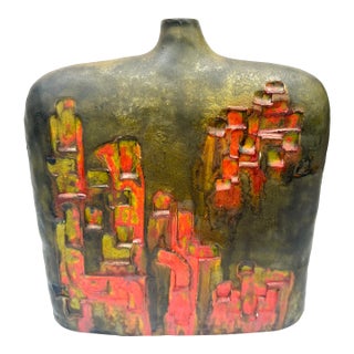 Mid Century Modern Italian Fantoni Raymor Cityscape Vase For Sale