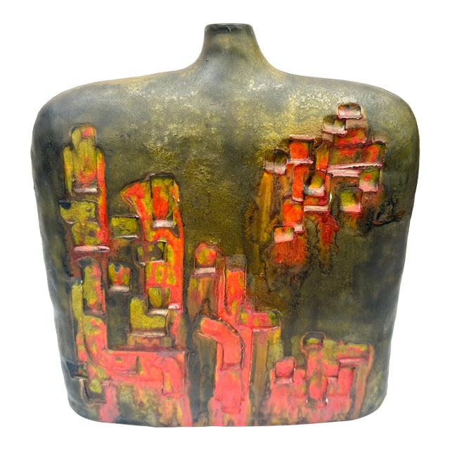 Mid Century Modern Italian Fantoni Raymor Cityscape Vase For Sale
