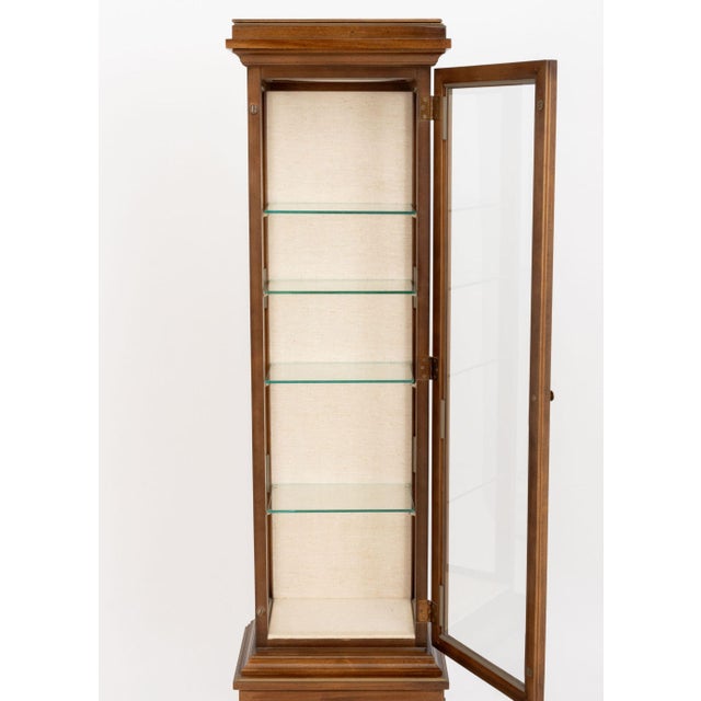 Modern Illuminated Glass-Paneled Fruitwood Vitrine For Sale - Image 4 of 9