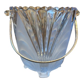 1950s Art Nouveau Cambridge Glass Alpine Moonlight Blue Ice Bucket For Sale