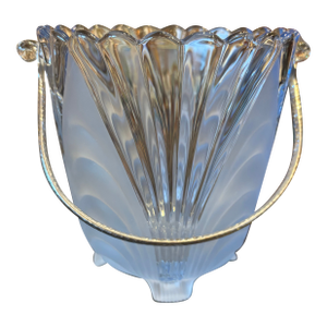 1950s Art Nouveau Cambridge Glass Alpine Moonlight Blue Ice Bucket