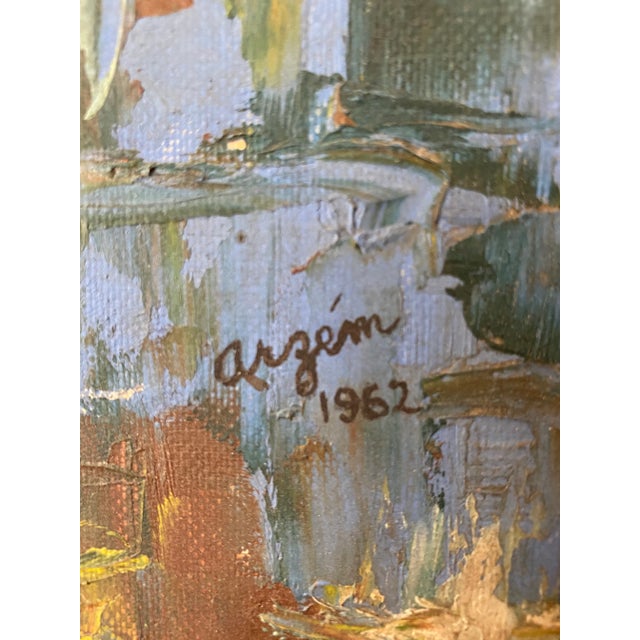 Modern Mid 20th Century Abstract Oil Painting by Arzem, Framed For Sale - Image 3 of 6