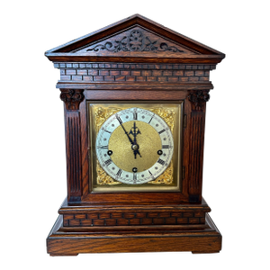 Antique Tiffany & Co. Architectural Oak Bracket Clock | English Case, German 5-Gong Movement | Circa 1900