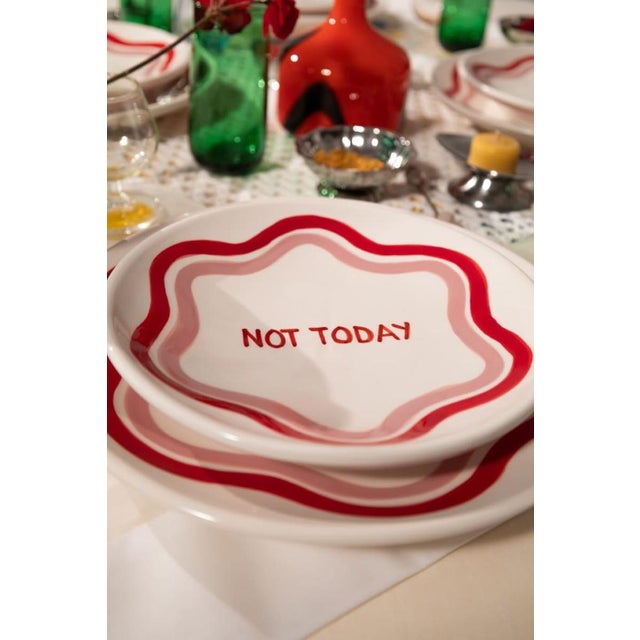 Ceramic Talk of the Table Artisanal Plate Set- Set of 2 For Sale - Image 7 of 15