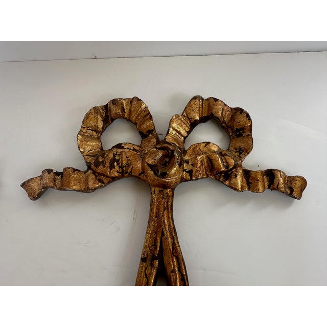 Gold Bow Motif French Candle Sconces -A Pair For Sale - Image 8 of 8