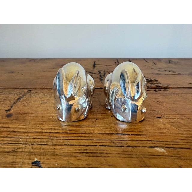 Traditional Restoration Hardware Silver Plated Bunnies, a Pair For Sale - Image 3 of 6