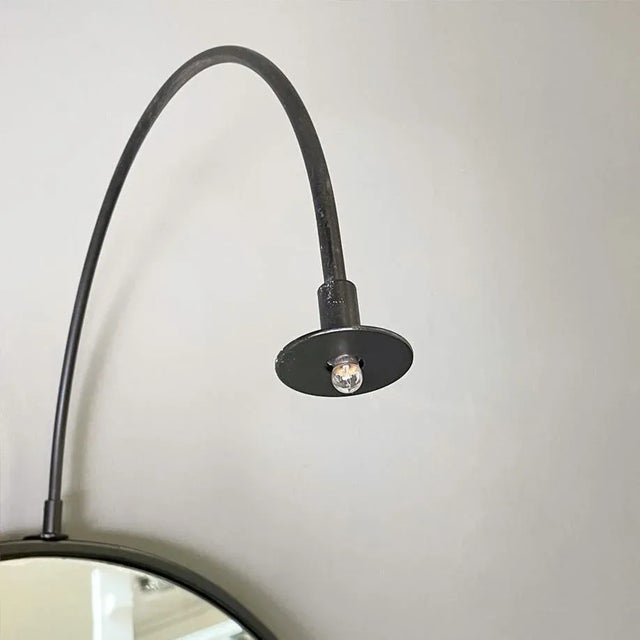 Italian Modern Black Metal and Light Floor Mirror attributed to Forcolini for Alias, 1980s For Sale - Image 3 of 10