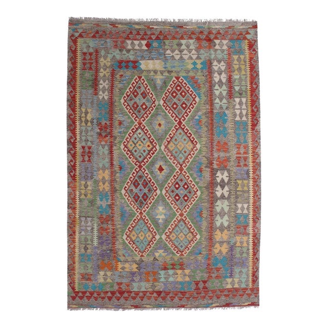 Handwoven Tribal Kilim Rug 6'7" X 9'8" For Sale
