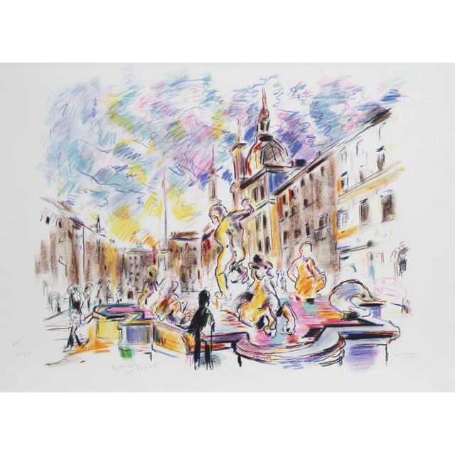 Artist: Wayne Ensrud, American (1934 - ) Title: Piazza Navona, Rome Year: 1980 Medium: Lithograph, signed and numbered in...