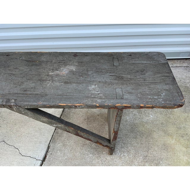 Mid 19th Century Primitive Painted Bench For Sale - Image 4 of 12