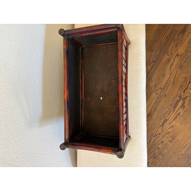Wood Vintage Tortoiseshell Bamboo Rectangular Planter Box For Sale - Image 7 of 12