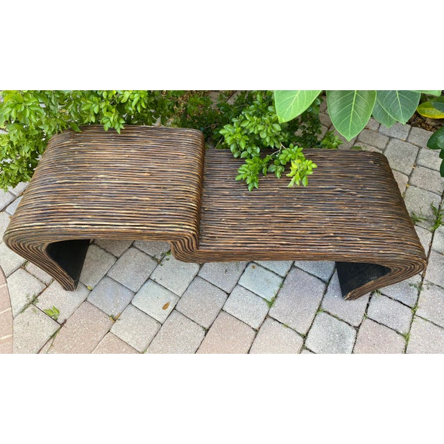 Wood 1970s French Bamboo Coffee Table in the Style of Gabriella Crespi For Sale - Image 7 of 10