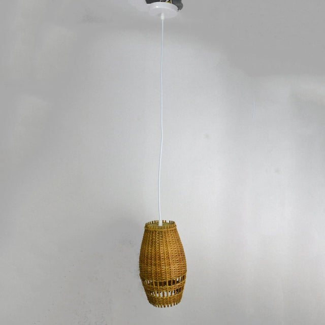 Ceiling Lamp With a Wicker Shade, Denmark, 1960s For Sale - Image 11 of 11