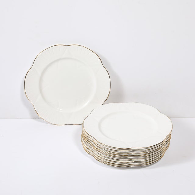 Ceramic Set of 10 Art Deco Style Bone China Plates With 24Karat Gold Trim Signed Shelley For Sale - Image 7 of 14