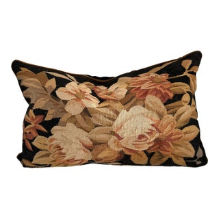 Vintage Aubusson Needlework Down Pillow For Sale