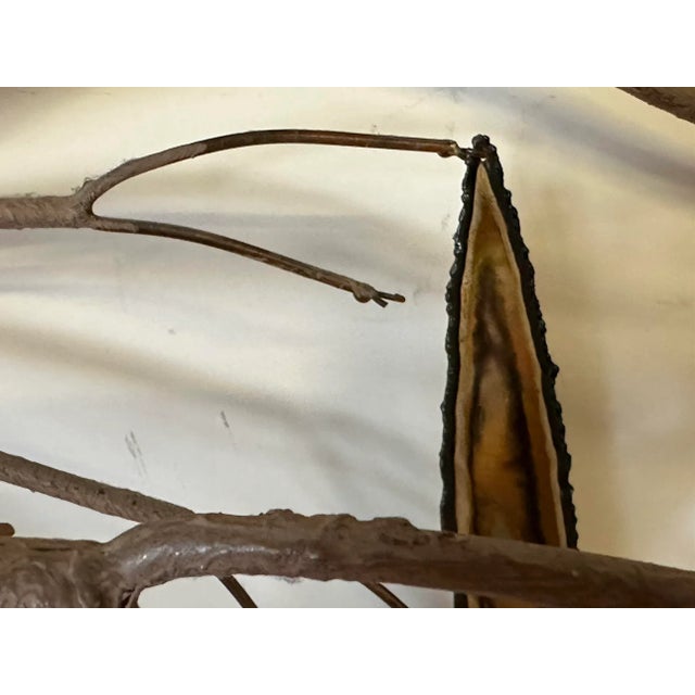Metal Vintage Curtis Jere Wall Sculpture With a Branch and Leaves For Sale - Image 7 of 13