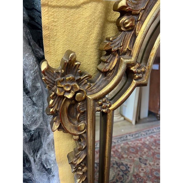 Rococo Vintage Large Gilded Gold Rococo Hollywood Mirror For Sale - Image 3 of 10