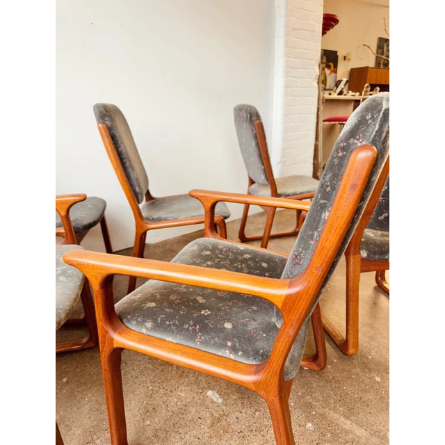 Upholstered Danish Teak Dining Chairs - Set of 6 For Sale - Image 10 of 12