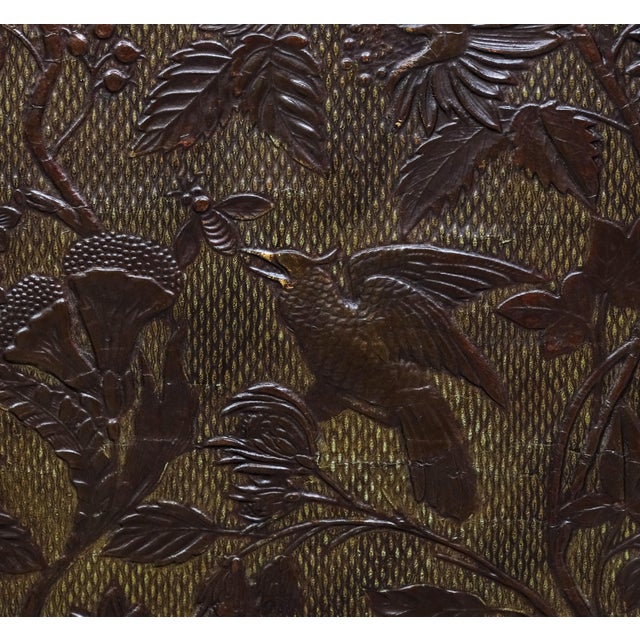 Wood Arts and Crafts Oak Room Divider with Botanical Motifs Panels, 1890s For Sale - Image 7 of 18