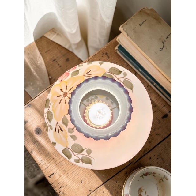 White Vintage Hurricane Gone With the Wind Electric Lamp Hand Painted Flowers For Sale - Image 8 of 10
