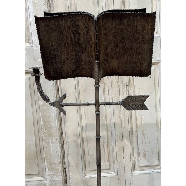 Neoclassical Italian Trompe l’Oeil Faux-Bamboo Iron Music Stand with Candlestick, Circa 1970s For Sale - Image 3 of 15