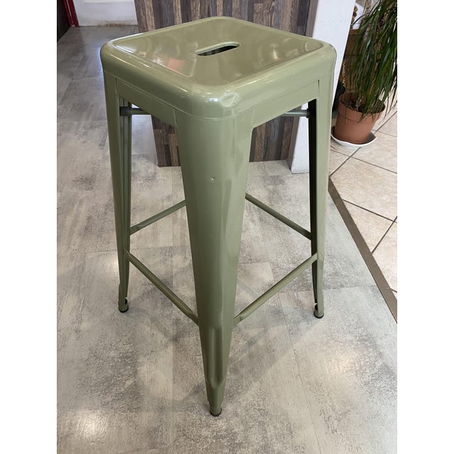 Industrial Olive Green H75 Stackable Bar Stool by Xavier Pauchard for Tolix, 1950s For Sale - Image 9 of 16