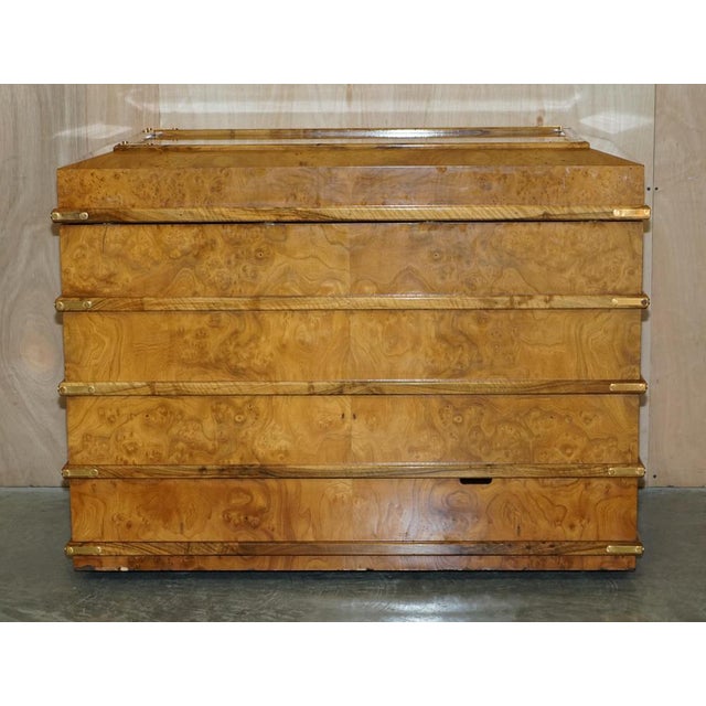 Large Burr Walnut Chest Trunk with Hidden Bottom Storage For Sale - Image 13 of 18