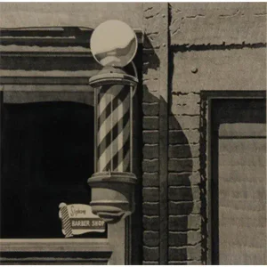 Robert Cottingham, Barber Shop, Stone LIthograph Print, 1989