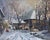 Traditional Mid 20th Century Landscape with Figures and Horses Oil Painting For Sale - Image 3 of 8