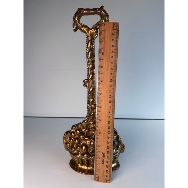 Metal Flower Basket Brass Doorstop For Sale - Image 7 of 7
