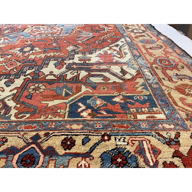 Traditional Antique Persian Serapi Rug 9’4” X 12’4” For Sale - Image 3 of 7