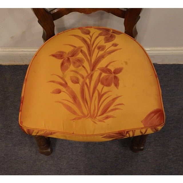 Wood Vintage Antique Country French Style Ladderback Dining Side Chair For Sale - Image 7 of 11