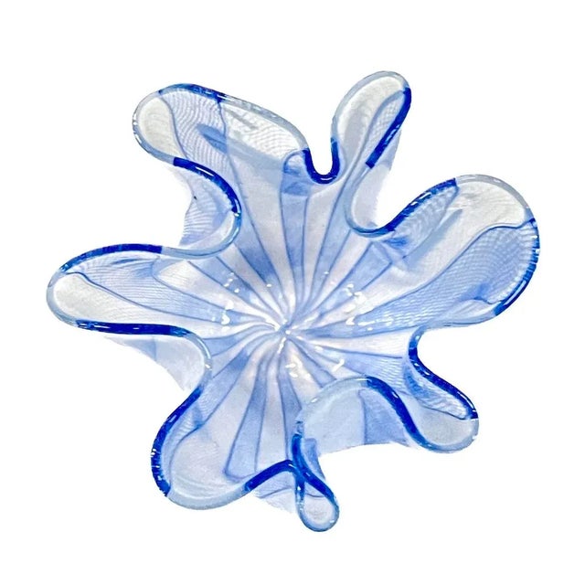 Venini Vintage Venini Blue and White Murano Glass Vase For Sale - Image 4 of 7