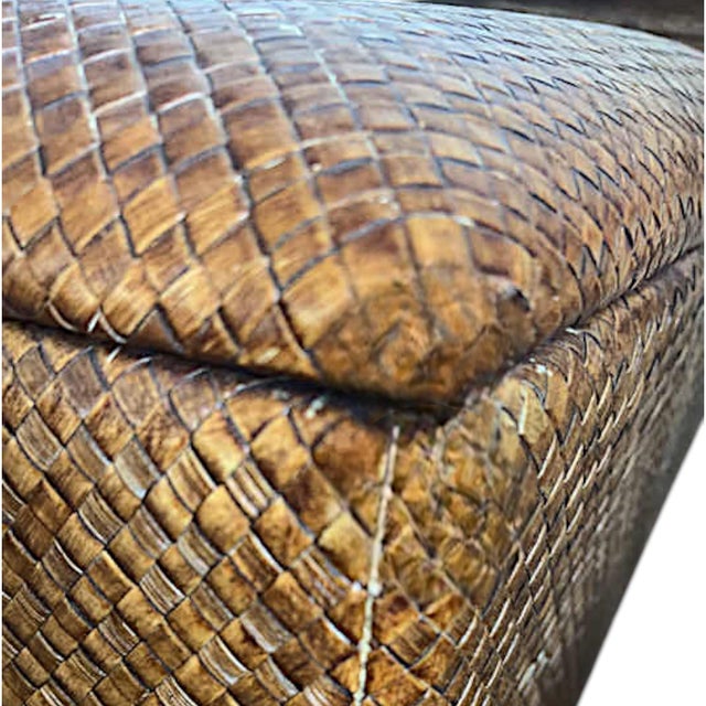 Handwoven Rattan Storage Ottoman With Lid, Shoe Storage Bench for Entryway For Sale In Palm Springs - Image 6 of 11