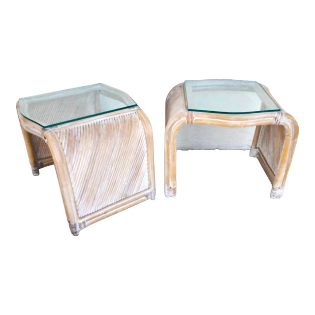 Bamboo Waterfall Side Tables Set of 2 For Sale