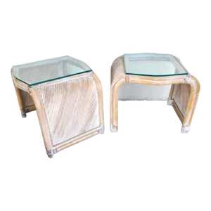 Bamboo Waterfall Side Tables Set of 2