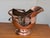 Helmet Style Copper Brass Coal Scuttle Bucket Planter with Handle, collapsible handle. Good vintage condition with patina
