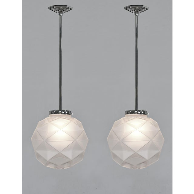 French Art Deco Pendant Light by Degue 1930 France - 2 Available For Sale - Image 14 of 14