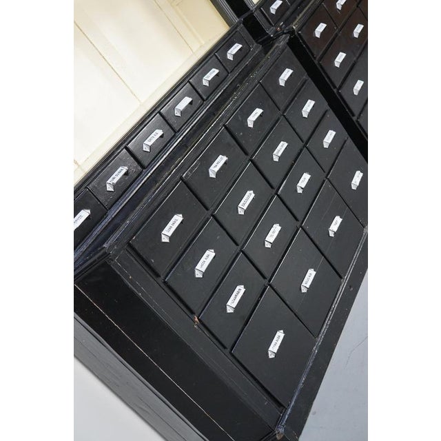 Wood Large Black Painted Apothecary Cabinets, Eastern Europe, 1910s, Set of 2 For Sale - Image 7 of 18