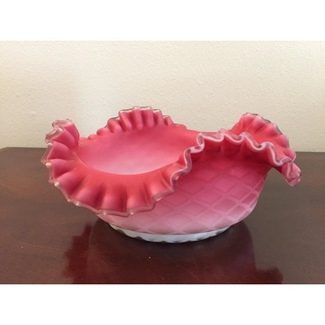 Victorian ruffled glass bowl. Beautiful intricate ruffling smooth design. Would have been be insert to a bride’s basket....