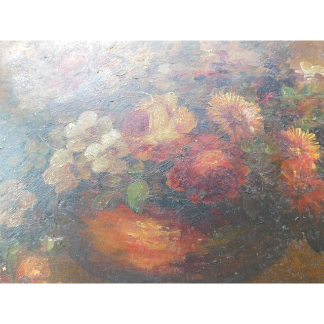 Early 20th Century Antique Hand-Painted French Floral Large Tole Tray For Sale - Image 5 of 12